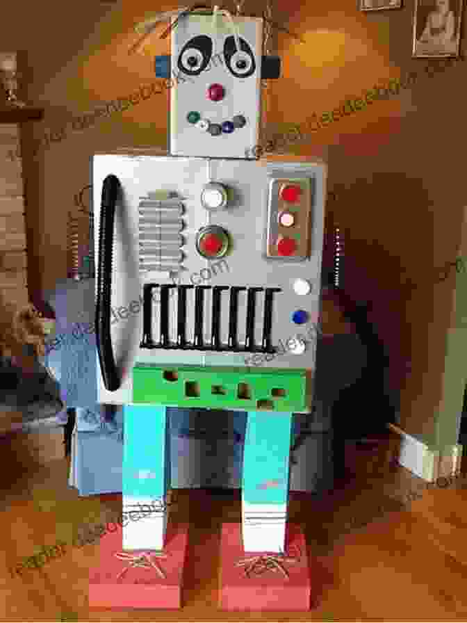 A Silver And Blue Cardboard Box Robot With Dials, Buttons, And Antennas Corgi Crafts: 20 Fun And Creative Step By Step Projects (Creature Crafts)