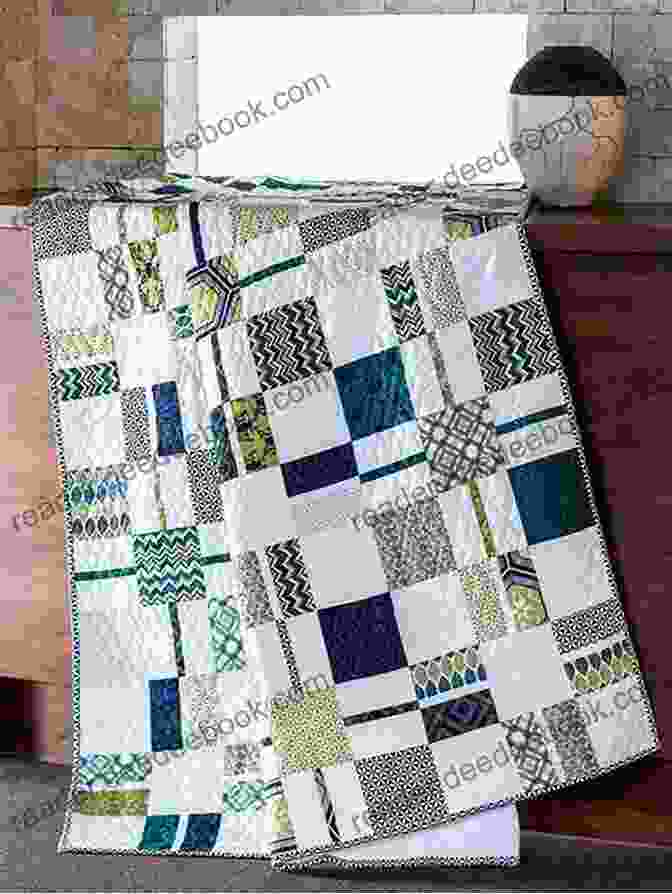 A Vibrant Modern Quilt With Geometric Patterns In Shades Of Blue, Green, And Yellow Adventures In Design: Ultimate Visual Guide 153 Spectacular Quilts Activities Exercises