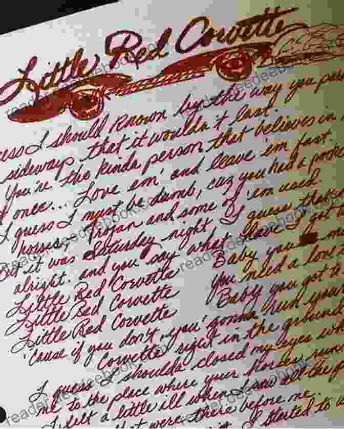 Little Red Corvette Lyrics Handwritten By Prince The Very Best Of Prince Lyrics