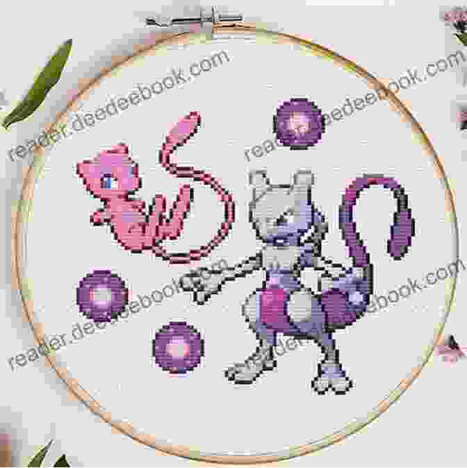 Mewtwo Cross Stitch Pattern Pokemon Embroidery Designs: Cross Stitch Embroidery